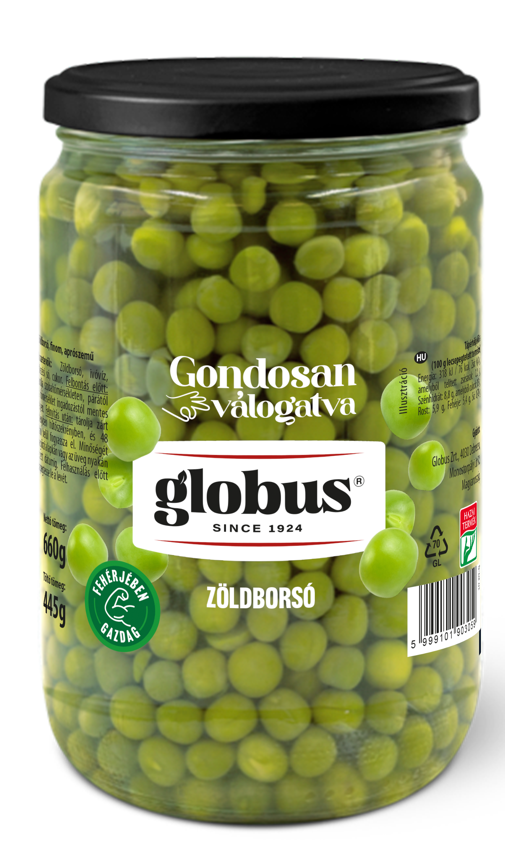GLOBUS Zöldborsó 660g/445g